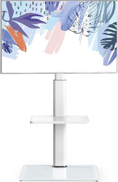 Adjustable TV Floor Stand for 32-60" Screens Swivel Mount Shelf White