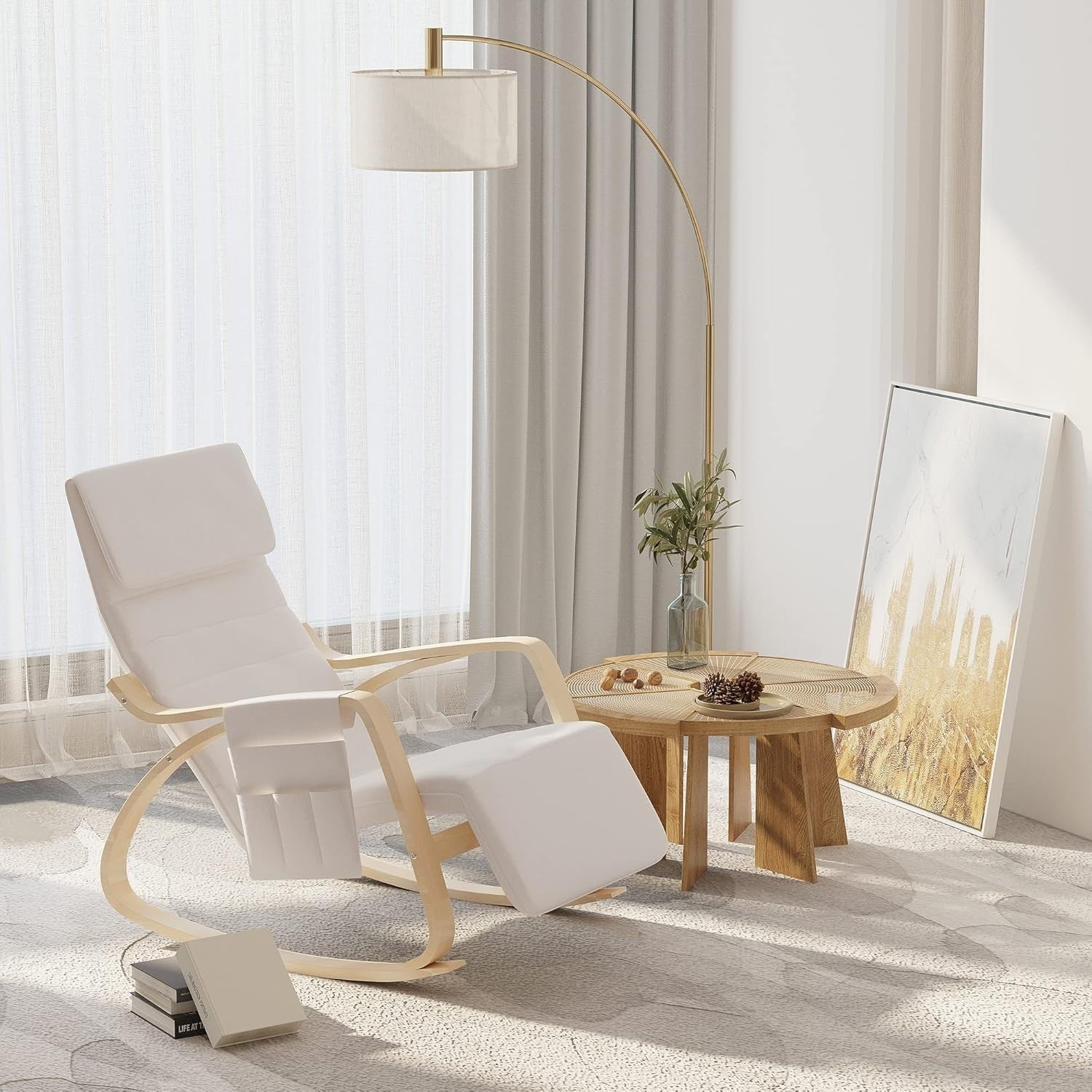 Rocking Recliner Chair w/ Adjustable Footrest & Pillow – Comfy Lounge Seat