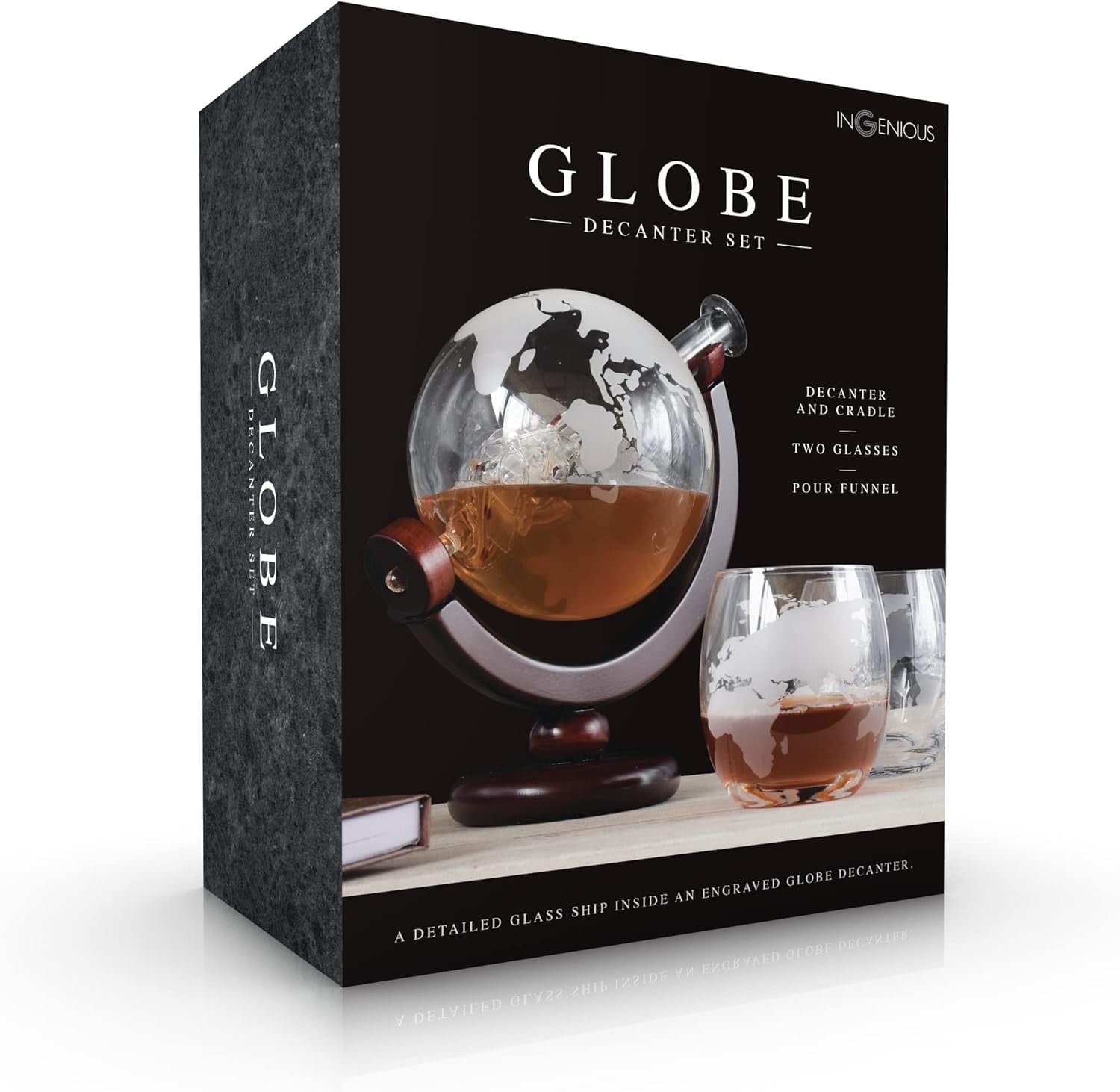Globe Whisky Decanter Set with Tumblers | 1L Nautical Design Gift Set