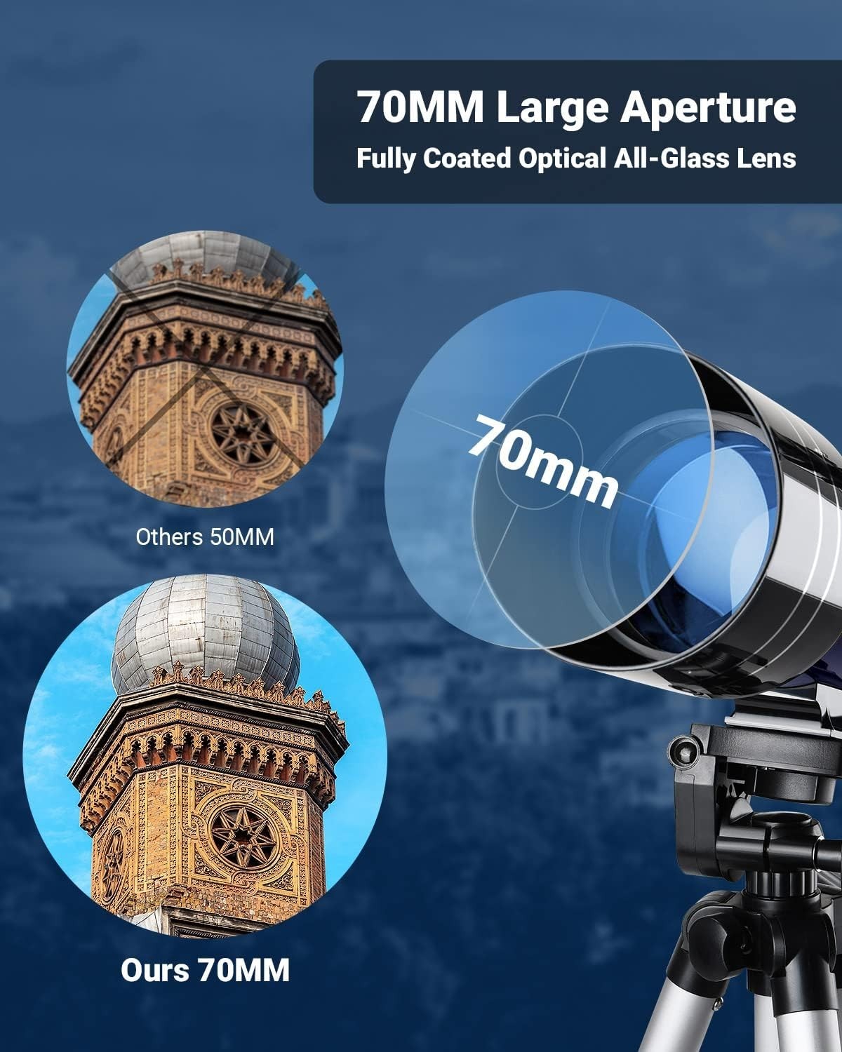 70mm ESSLNB Telescope for Adults, Adjustable Tripod & Phone Adapter