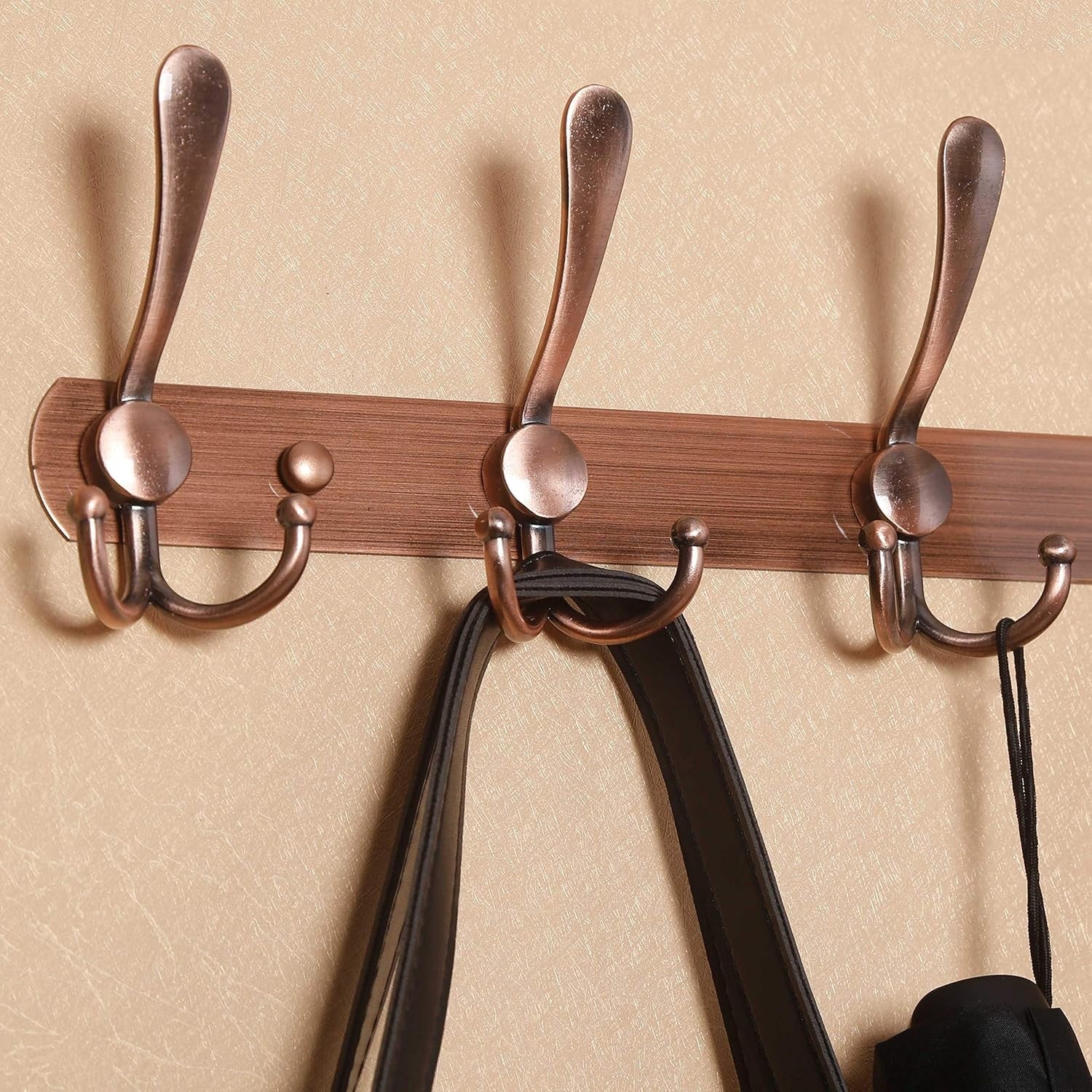75cm Wall Mounted Coat Rack with 8 Hooks | Antique Copper Hook Rail Hanger