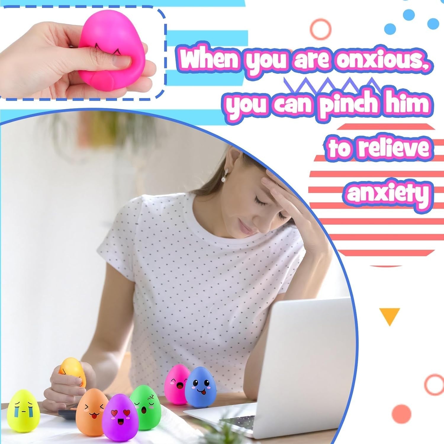 36 Pack Easter Egg Stress Balls Mini Fidget Toys Party Basket Fillers