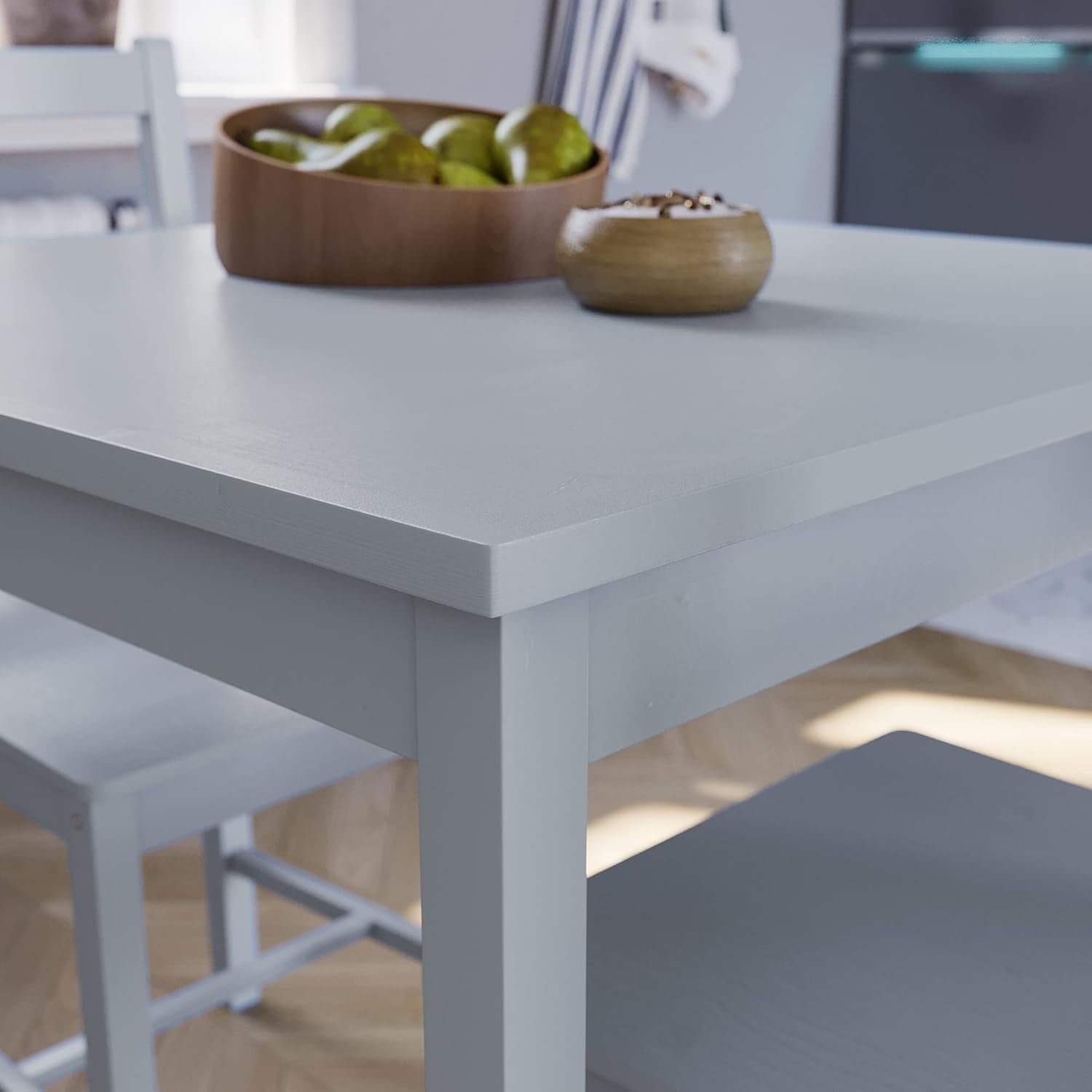 2 Seater Grey Dining Table Set | Compact Kitchen Table with Chairs Space-Saving
