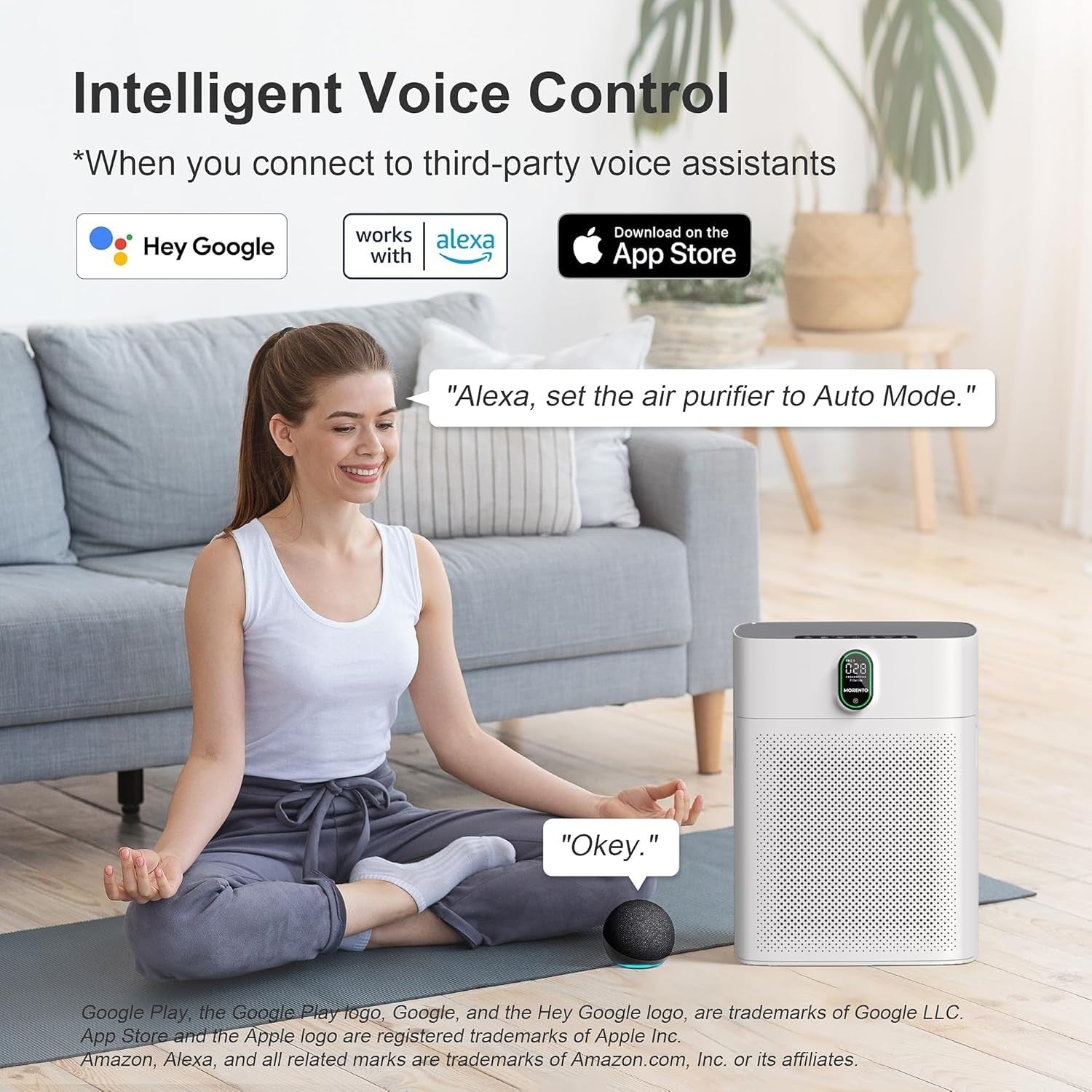 Smart Air Purifier Large Room 1076ft² HEPA WiFi Alexa Quiet 24dB