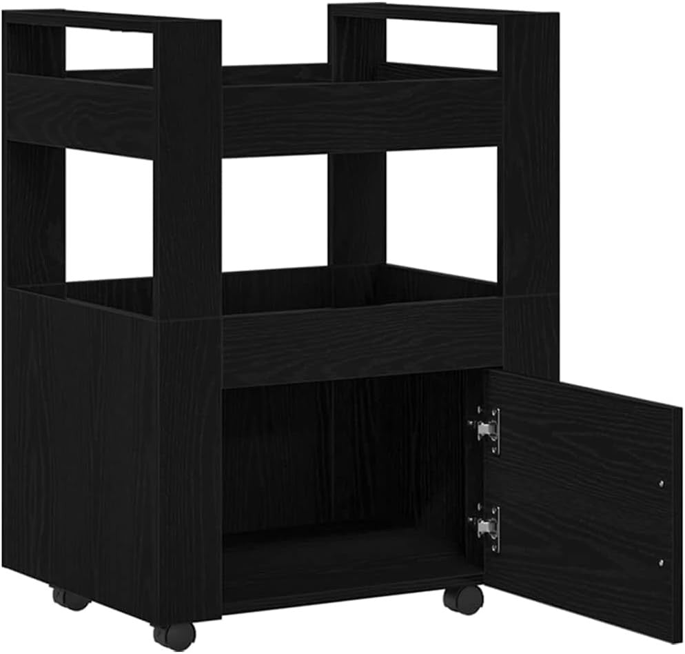 Kitchen Trolley Storage Cart Rolling Utility Cabinet Wood with Wheels