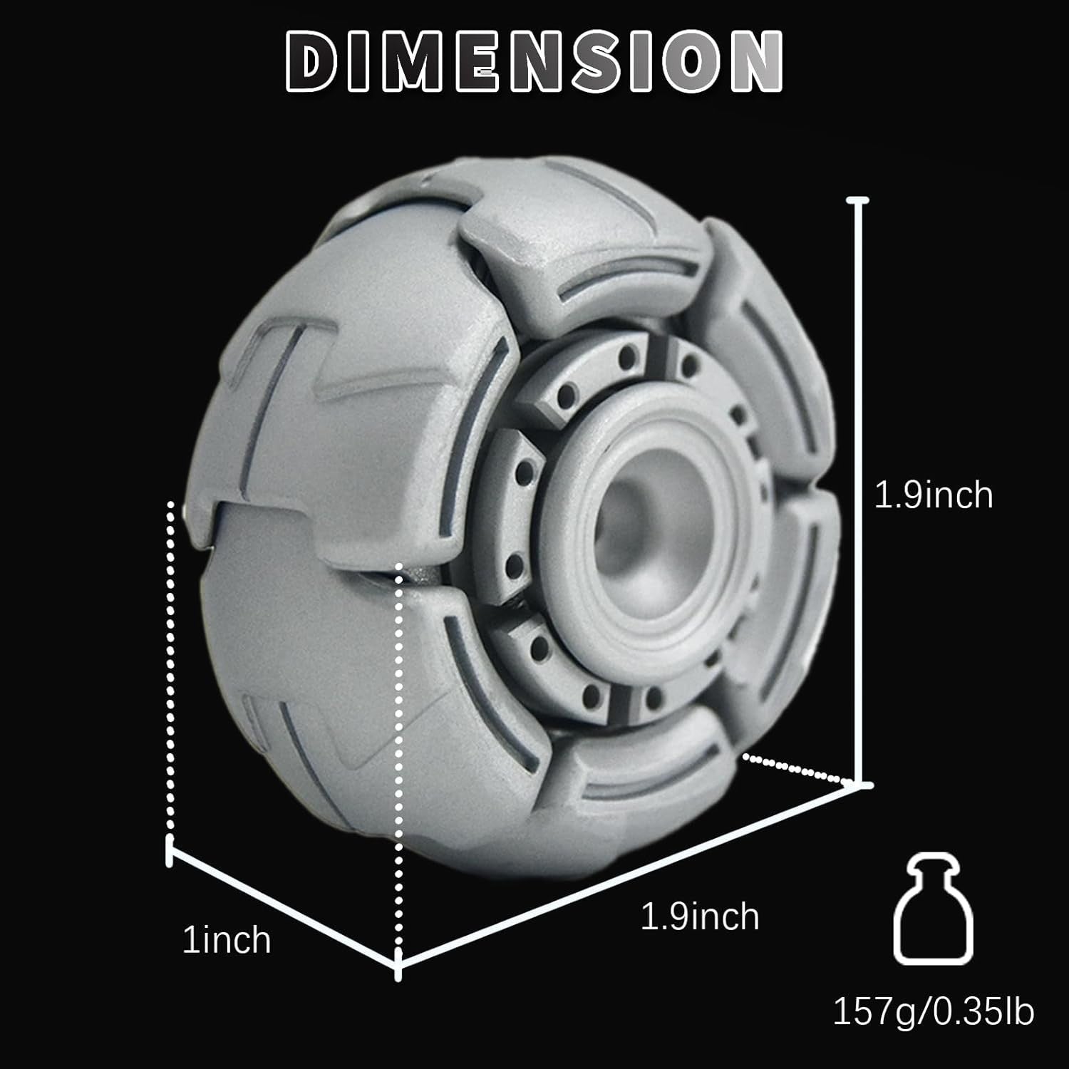 Grey Alloy UFO Fidget Spinner Open Shell Smooth Spin EDC Stress Relief