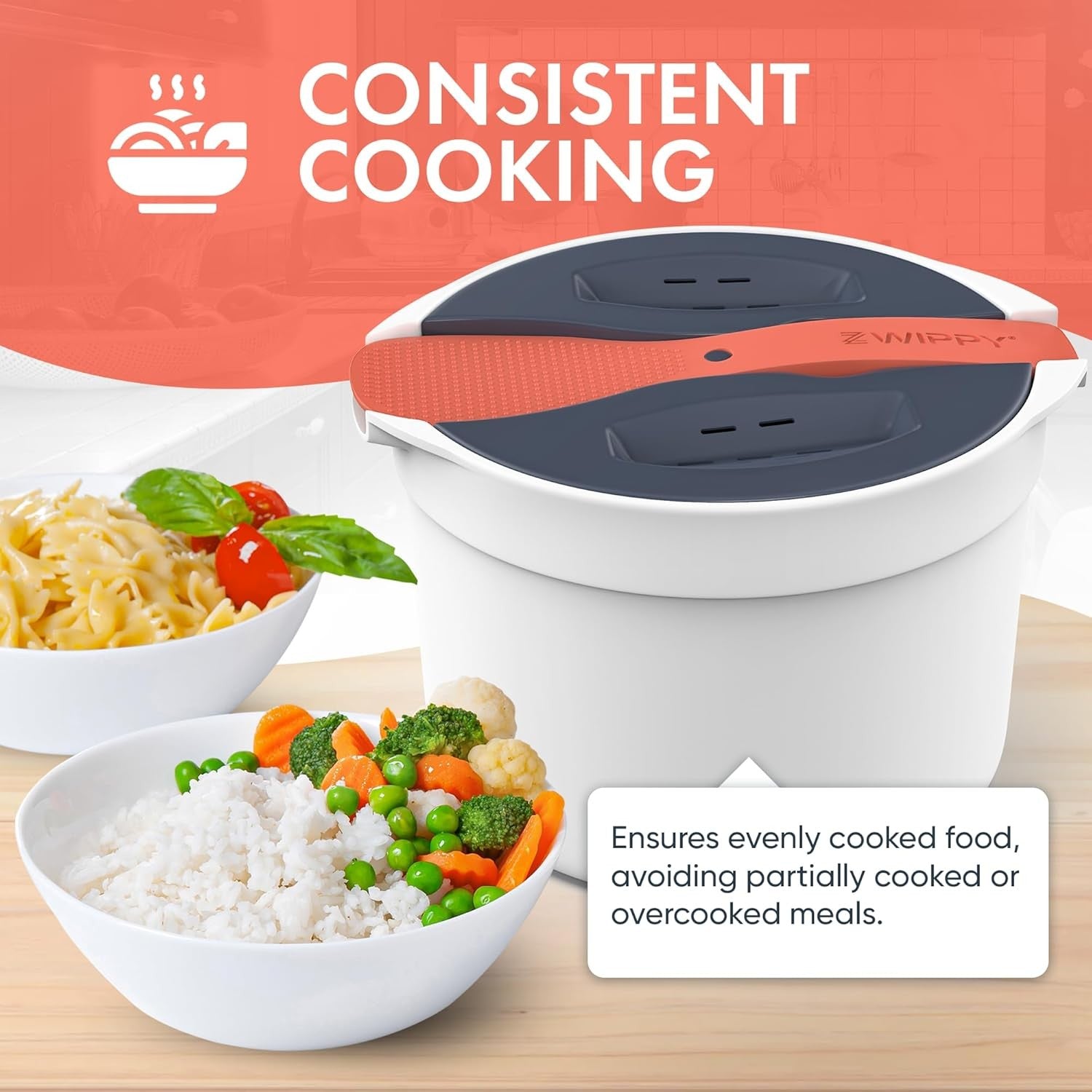 Microwave Rice Cooker Steamer Pasta Cooker 8 Cup