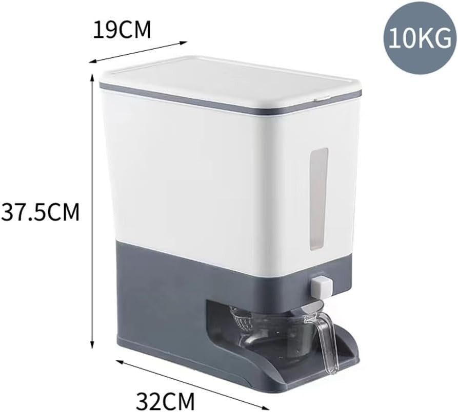 10KG Press Rice Dispenser Storage Box Airtight Grain Cereal Container