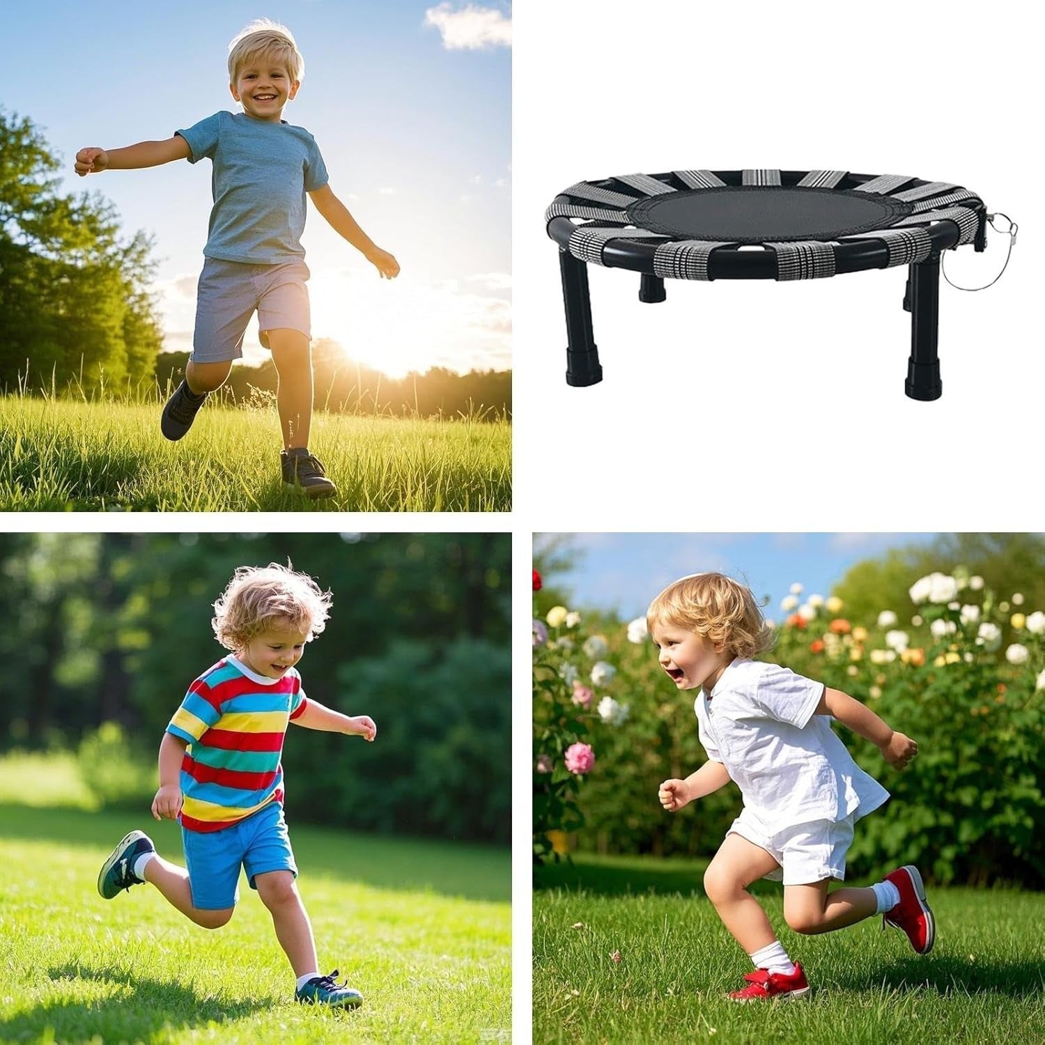 Compact Folding Kids Rebounder Trampoline with Safety Net Indoor Cardio