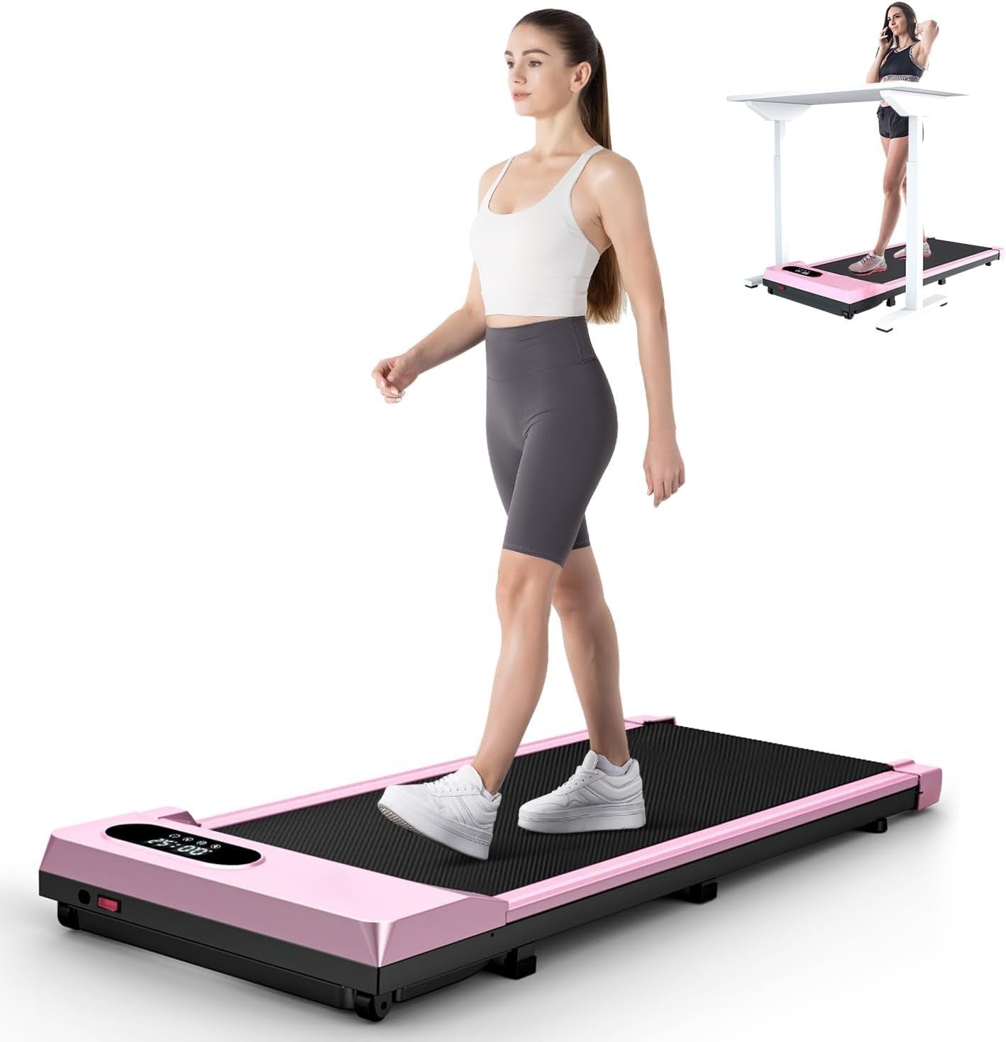 Under Desk Treadmill Walking Pad LED Display Remote 8km/h Compact Home