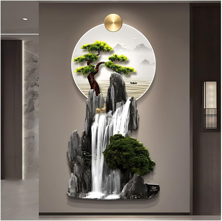 3D Chinese Wall Art LED Metal Sculpture 60x120cm