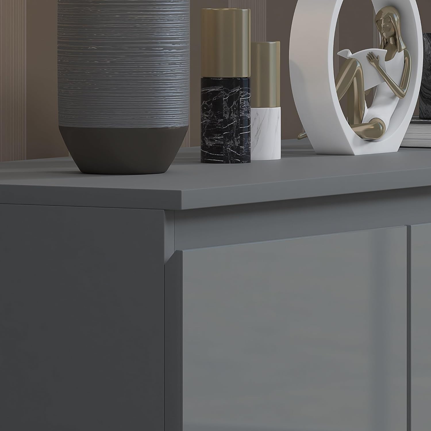 Modern 7 Drawer Chest Grey Gloss Storage Cabinet Bedroom Office Unit