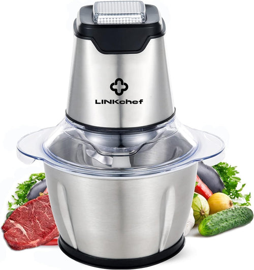 Electric Food Chopper 400W 1.2L Steel Bowl Mini Meat Onion Grinder