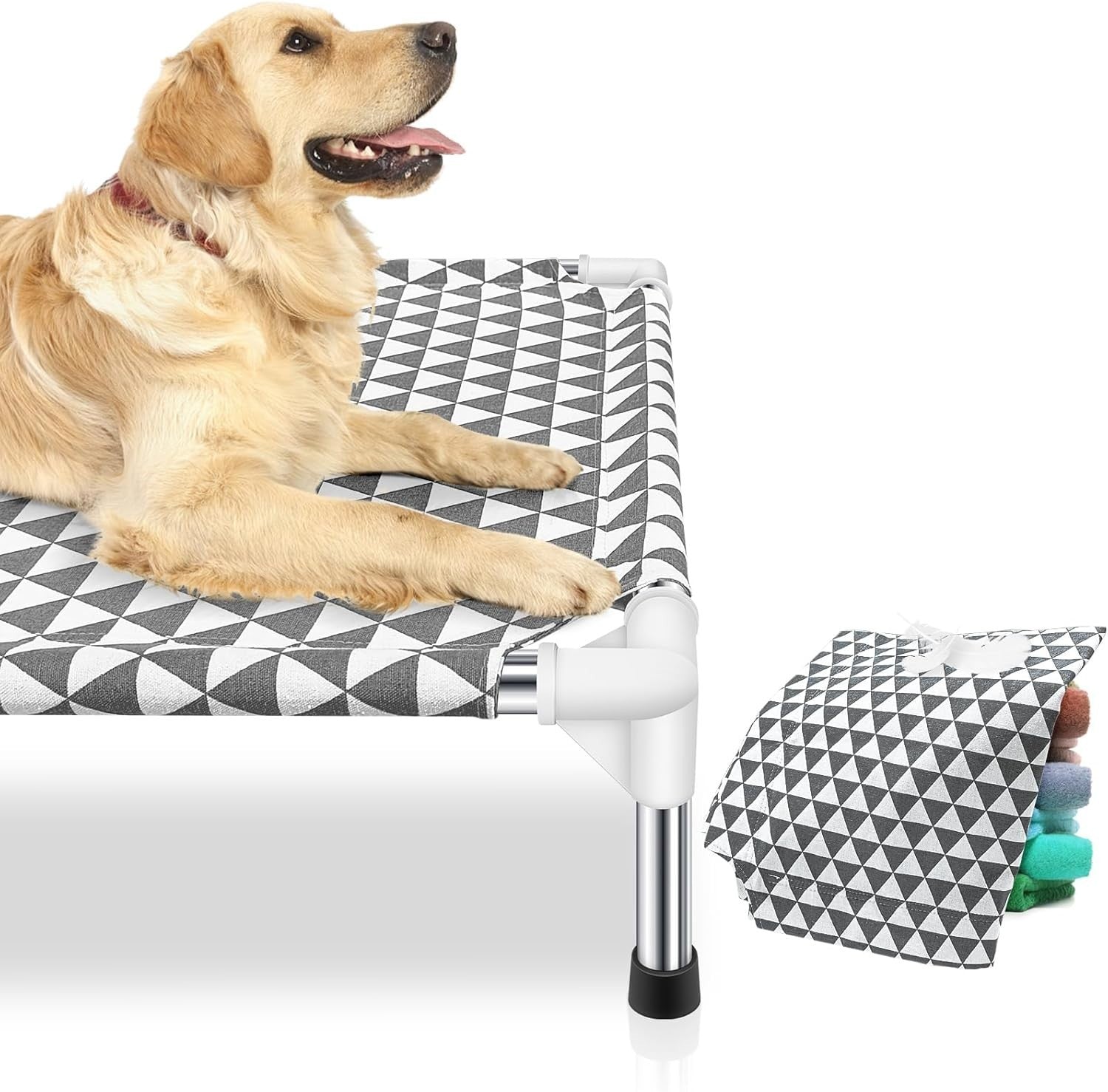Raised Dog Bed 99x71cm Elevated Outdoor Pet Cot Portable