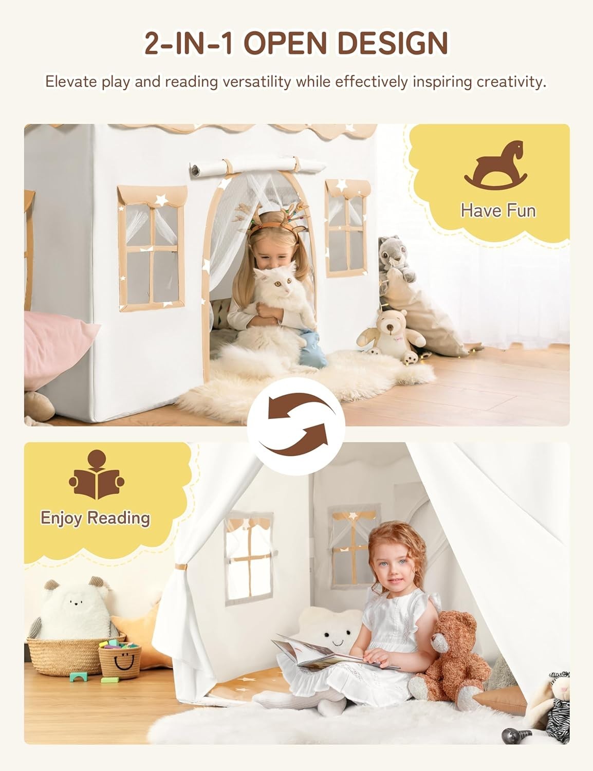 Kids Star Play Tent Bed Canopy with Lights Padded Princess House