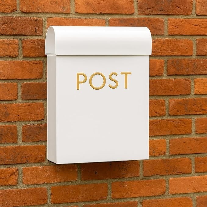 Wall Mounted White Post Box Weatherproof Secure Mailbox Outdoor Letter Holder