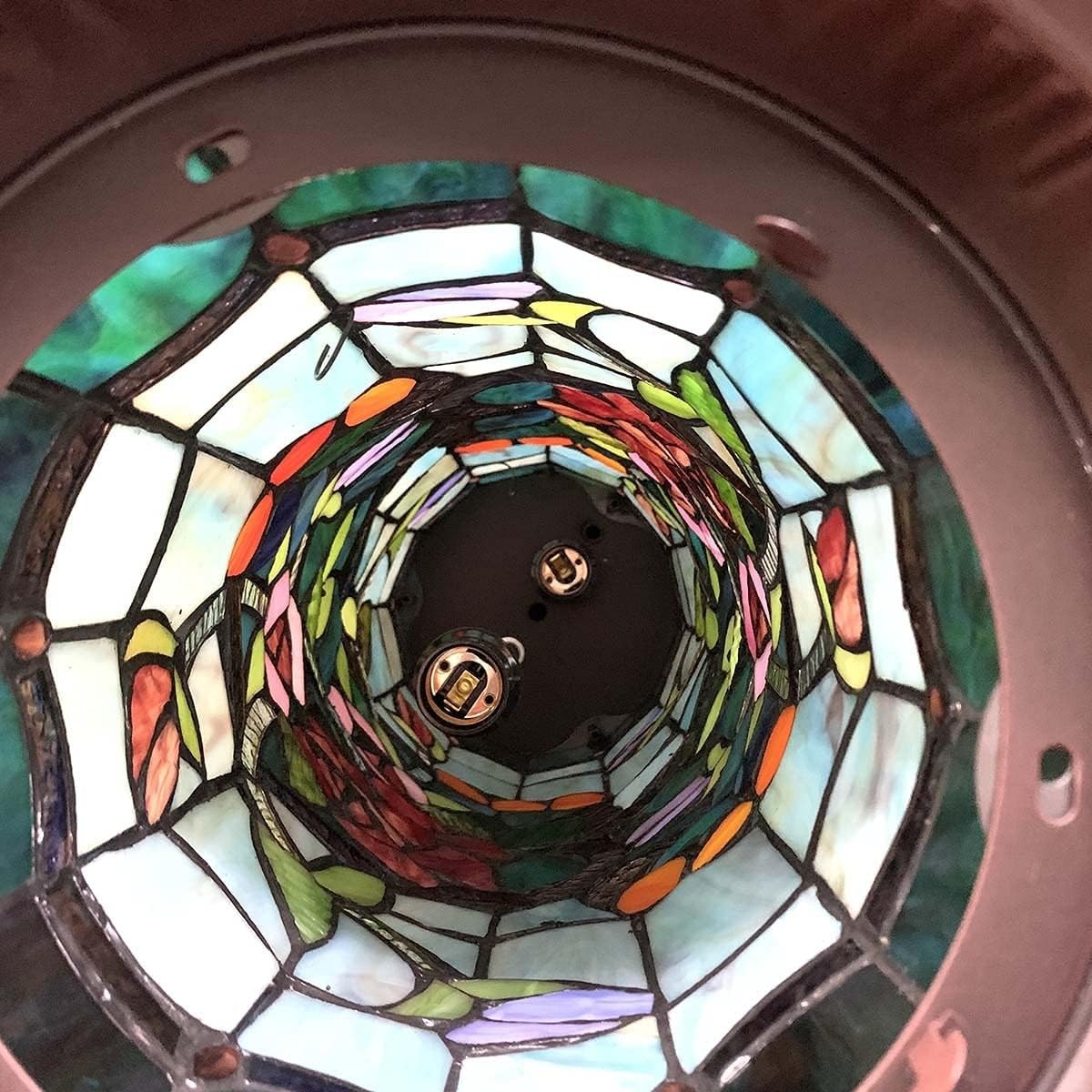 Rose Stained Glass Floor Lamp, 28" Antique Tiffany Style Pedestal Light