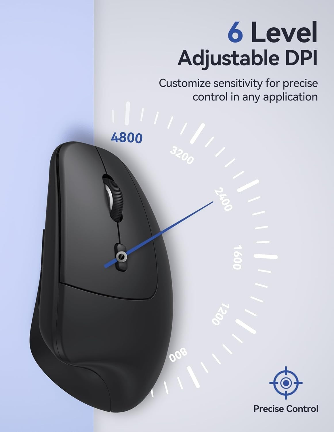 Vertical Ergonomic Mouse Wireless Bluetooth 4800 DPI Silent