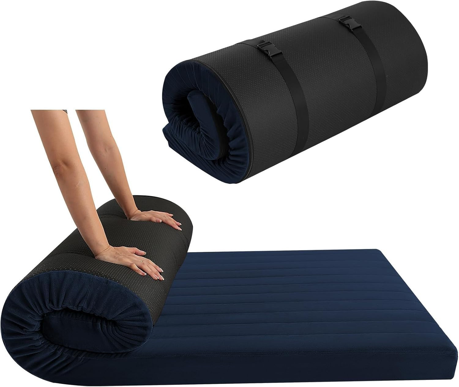 Double Roll Up Foam Floor Mattress Guest Bed Foldable Travel Mat 190x135cm