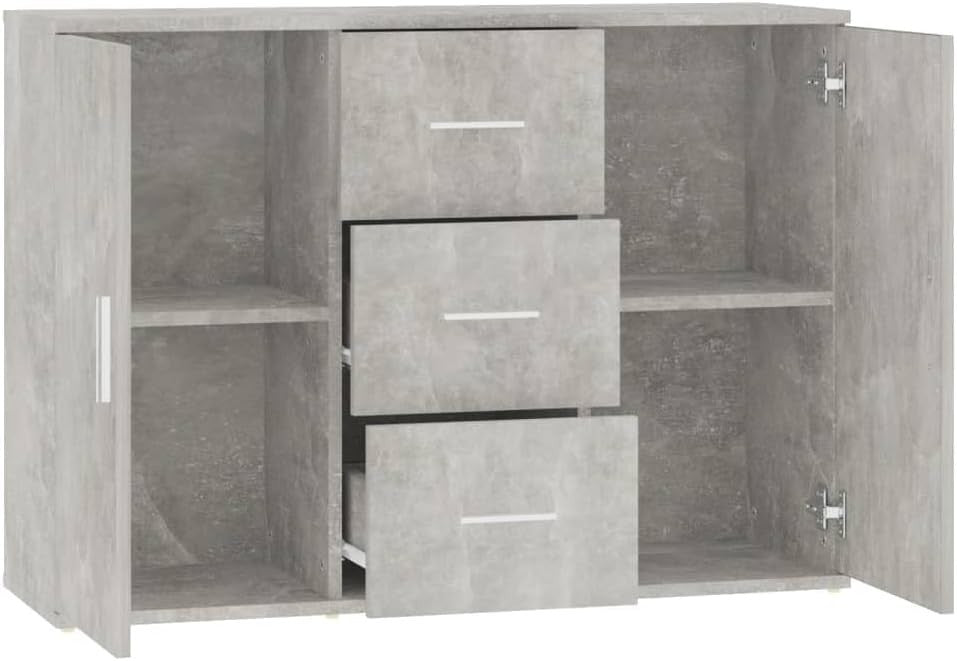 Modern Grey Sideboard Cabinet with 3 Drawers & 2 Doors – Living Room Storage
