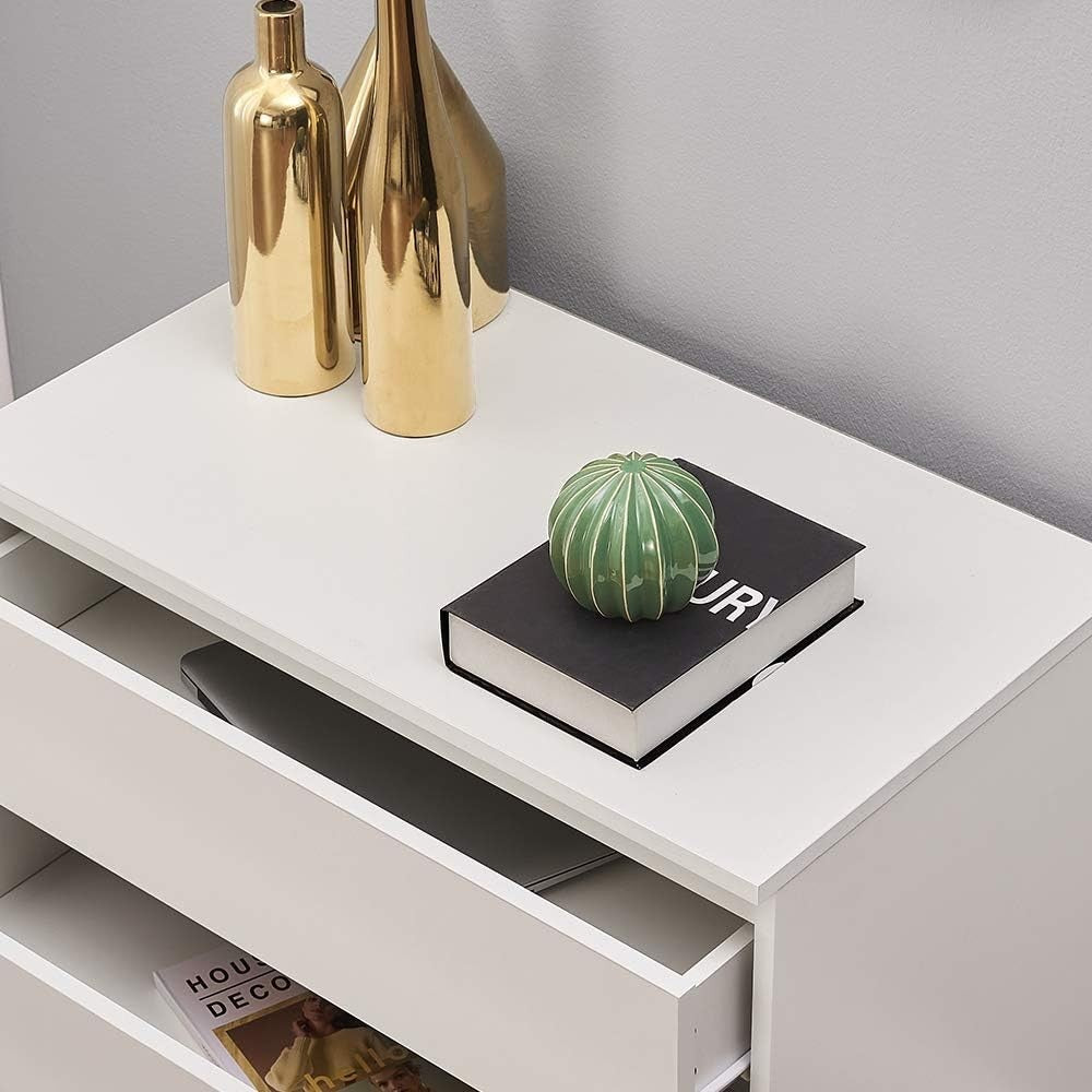 Modern White 4 Drawer Chest Storage Cabinet with Smooth Finish & Durable Build