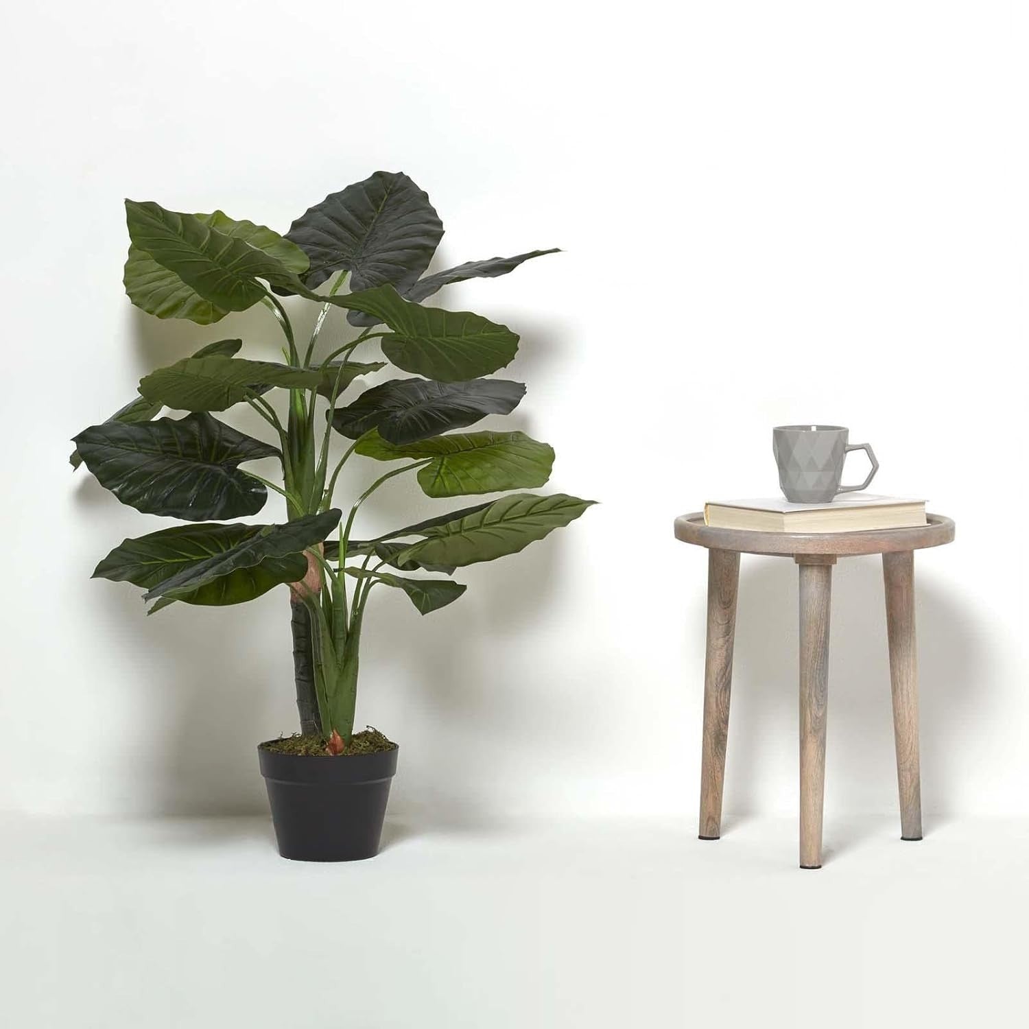 90cm Artificial Taro Plant with Real Touch Elephant Ear Leaves Home Decoration