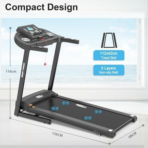 Folding Bluetooth Treadmill 14km/h 2.5HP Incline App Sync Kinomap Zwift Home Gym