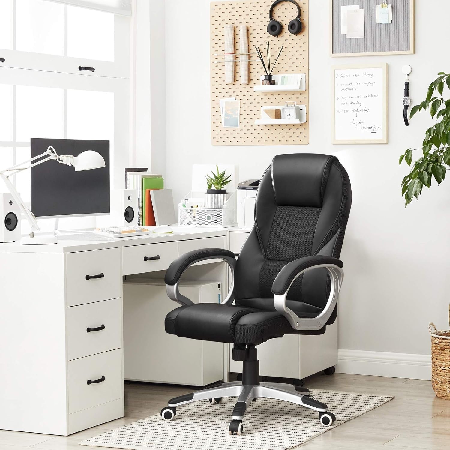Executive Ergonomic Office Chair PU Leather Recliner Heavy Duty 150KG Support