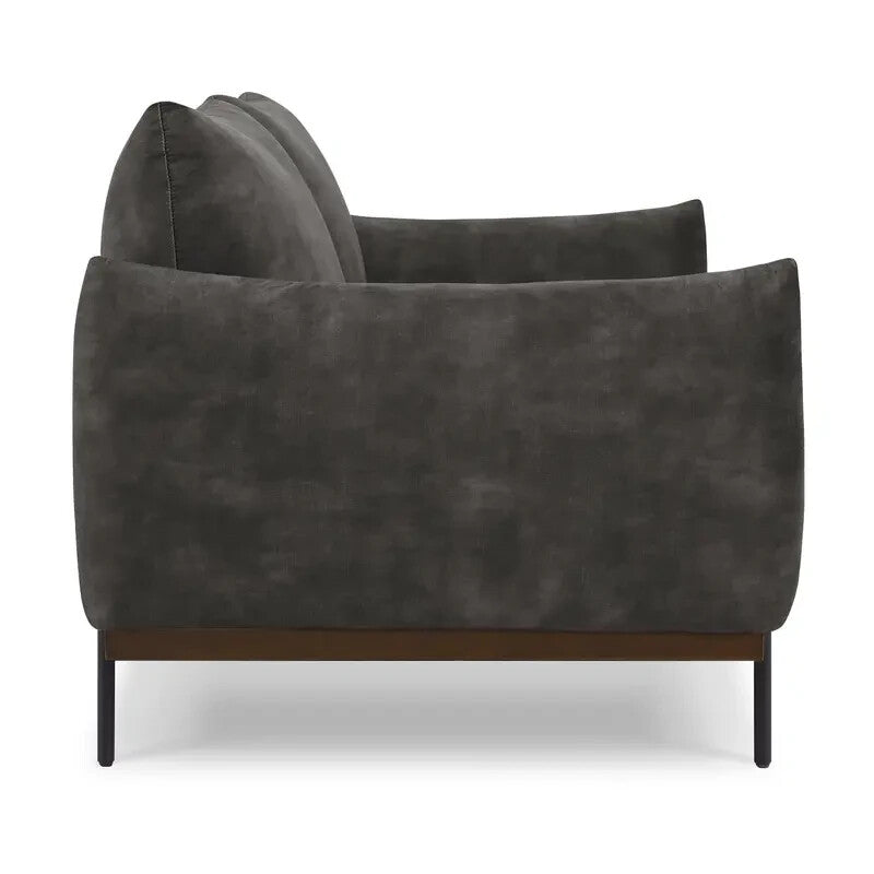 3 Seater Steel Grey Velvet Sofa Modern Deep Seat Distressed Fabric