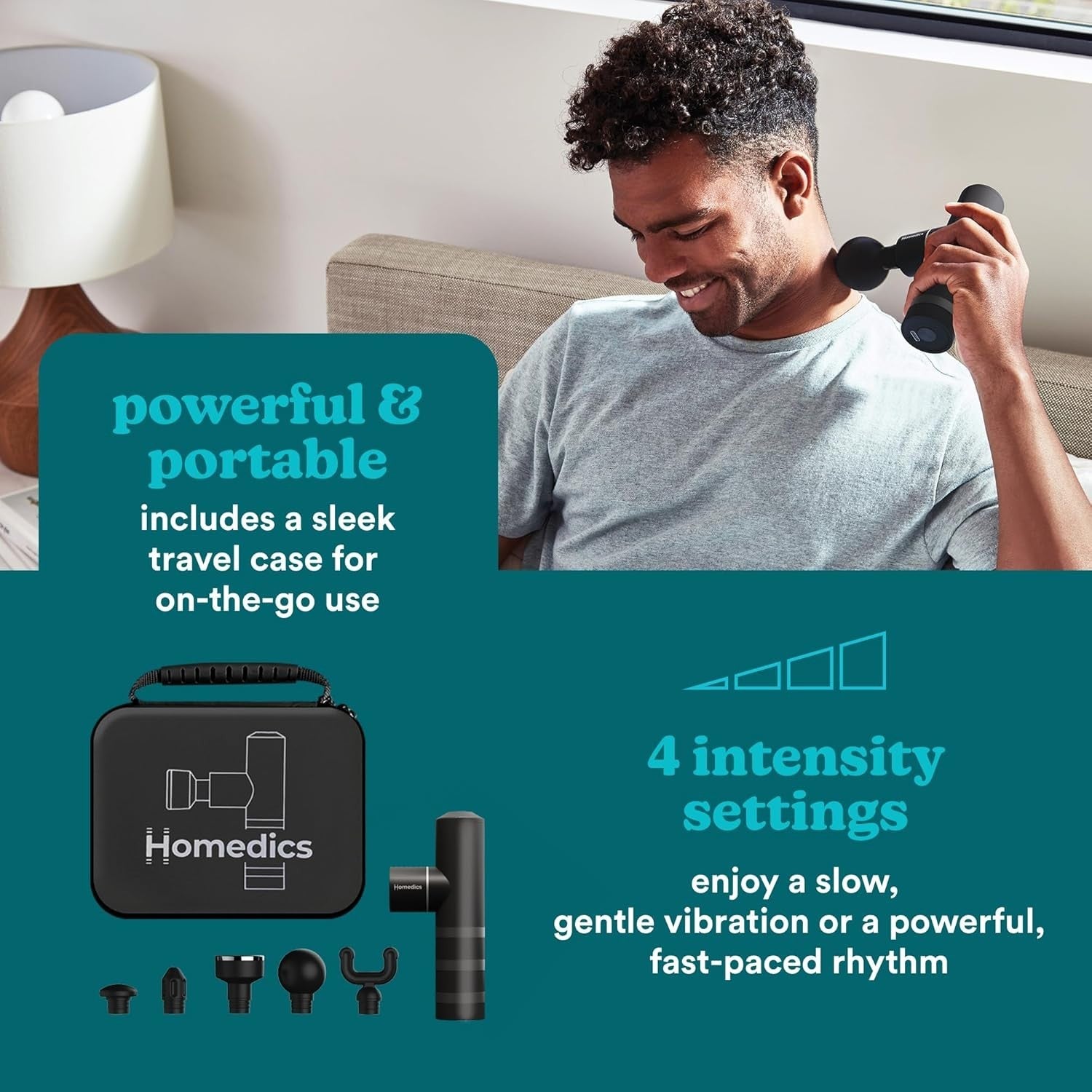 Portable Heated Mini Massage Gun with 5 Attachments, 4 Intensity Levels for Full
