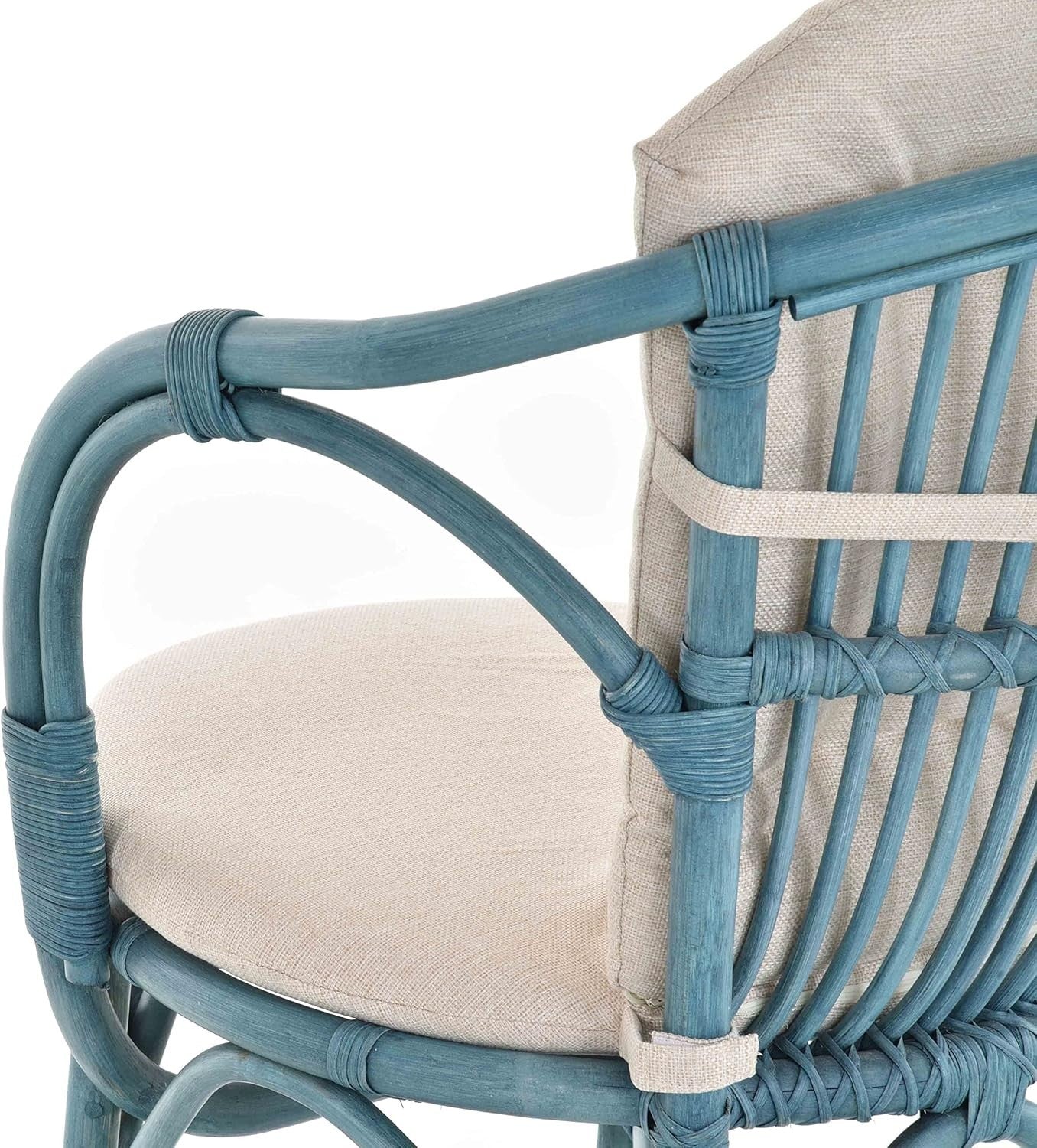 Scandinavian Wicker Chair Natural Rattan Armchair with Cushion Indoor Lounge