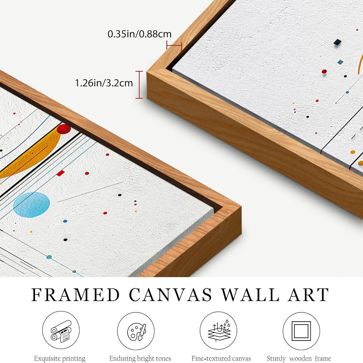 Large Abstract Canvas Wall Art 29x57" Colorful Modern Framed Decor