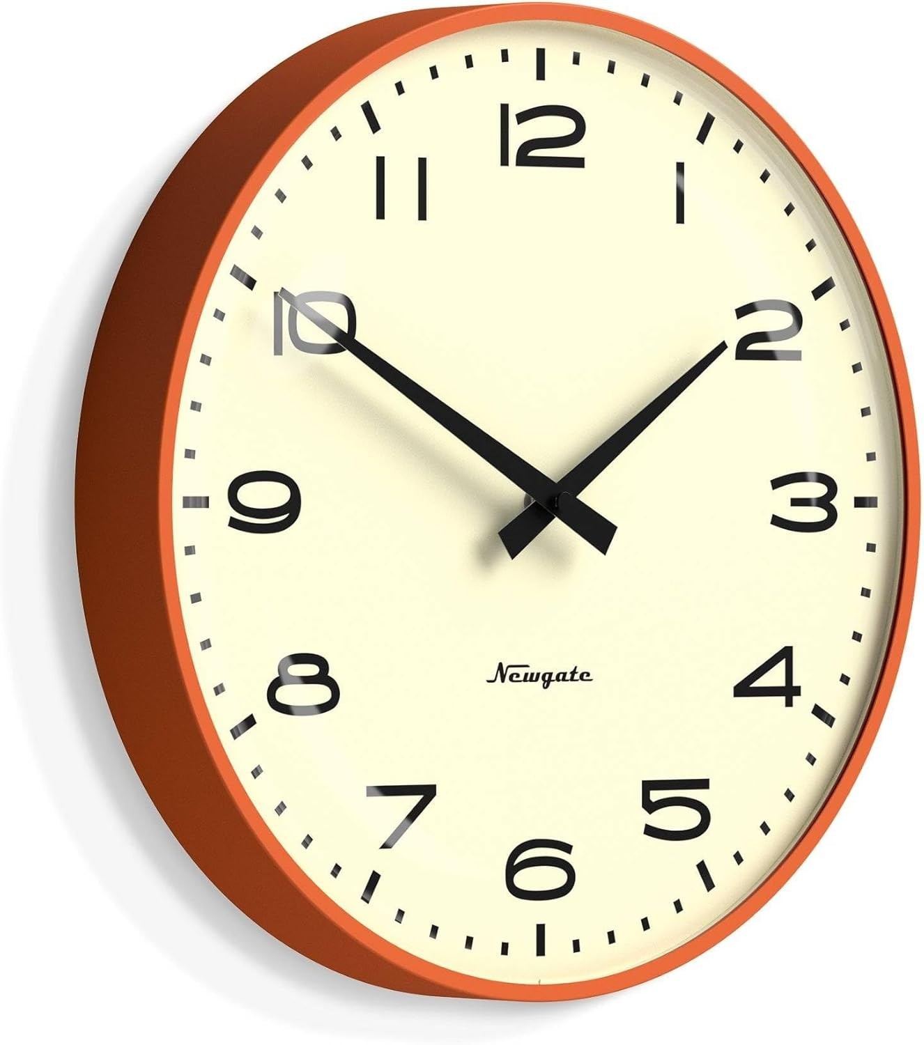 Retro Wall Clock 33cm Silent Non-Ticking Large Orange Kitchen Office