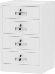 4 Drawer Metal Storage Cabinet Lockable Office Home Organiser White