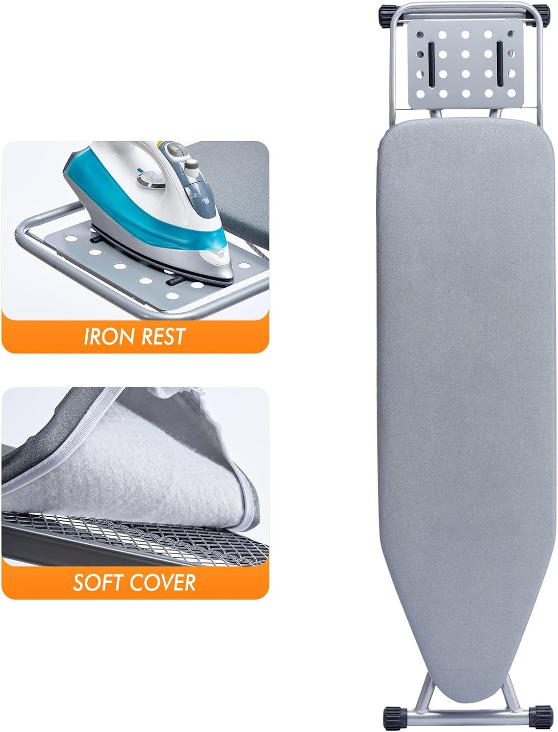 Ironing Board with Heat Resistant Cover Non Slip Folding Steel Frame