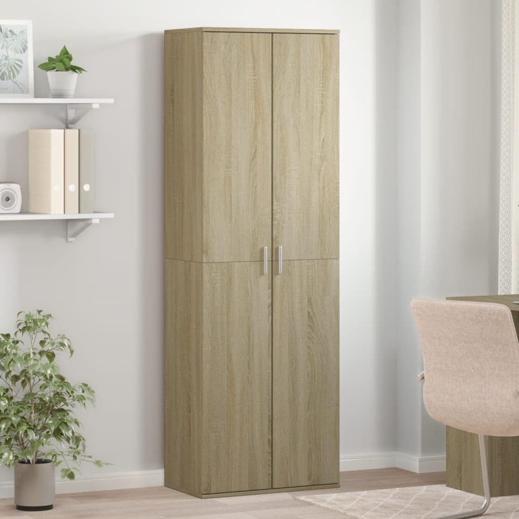 Modern Oak Storage Cabinet 60x35x180cm – 2-Door Tall Cupboard Unit