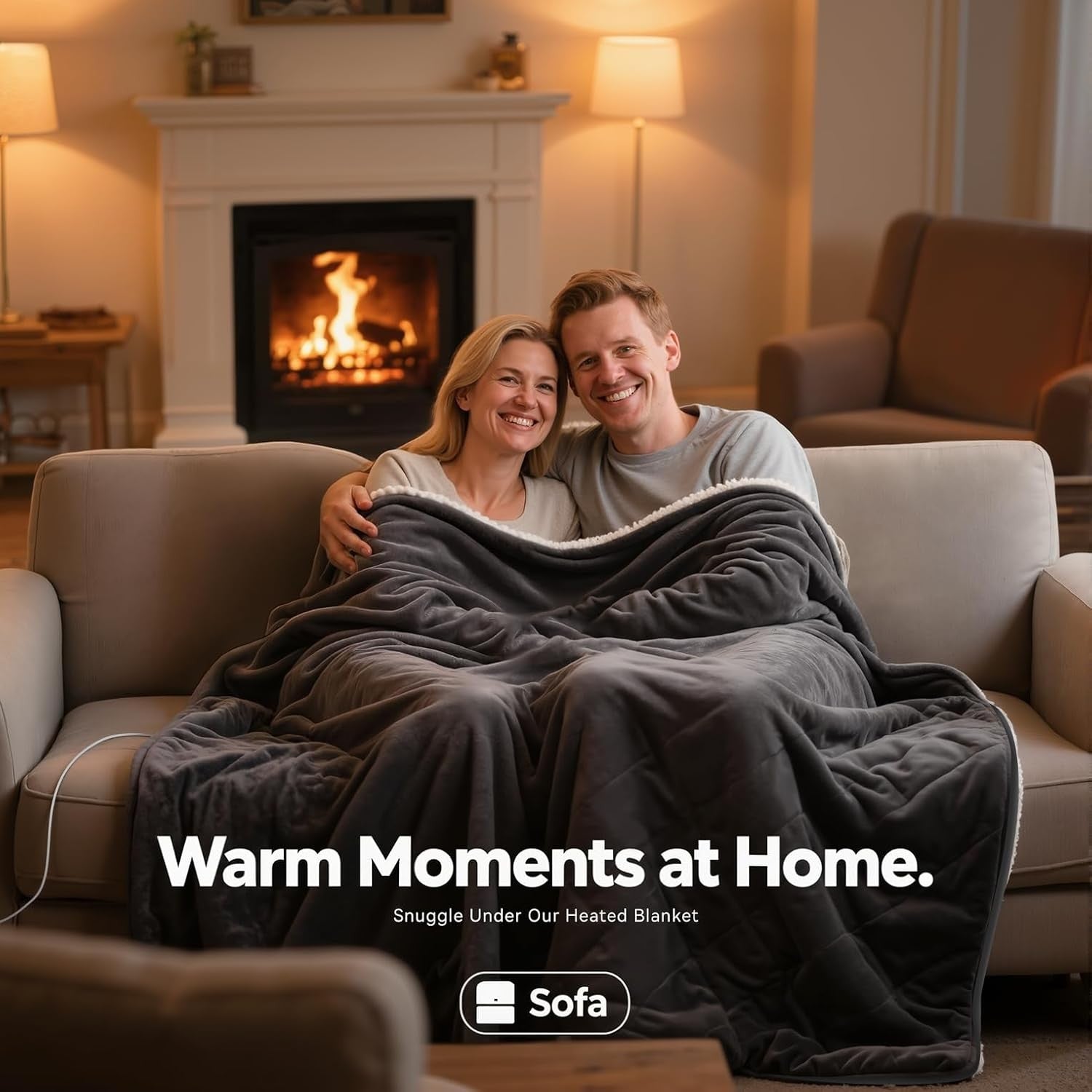 Electric Heated Throw Blanket Soft Flannel Auto Off Washable 120x160cm