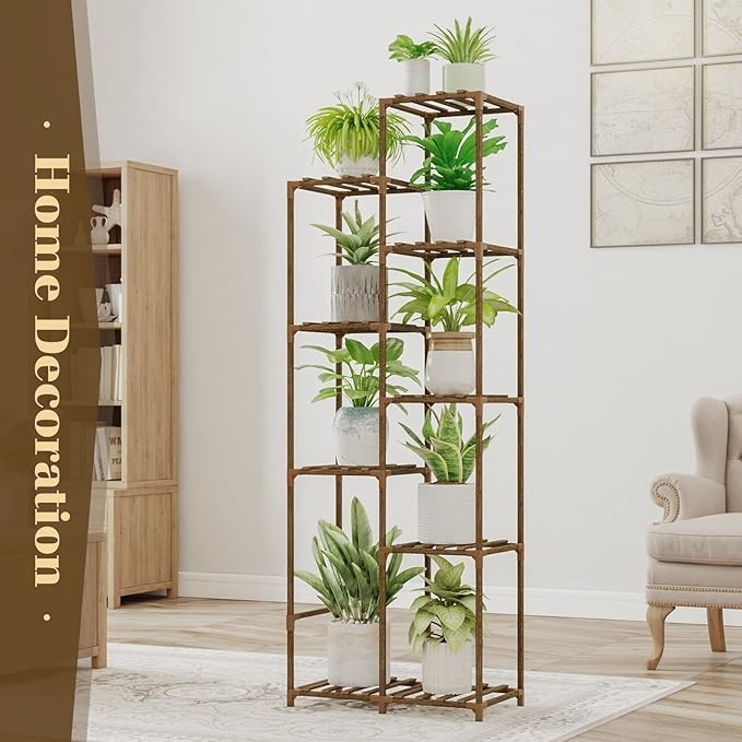 62" Tall Wooden Plant Stand Indoor Outdoor Flower Shelf Corner Rack