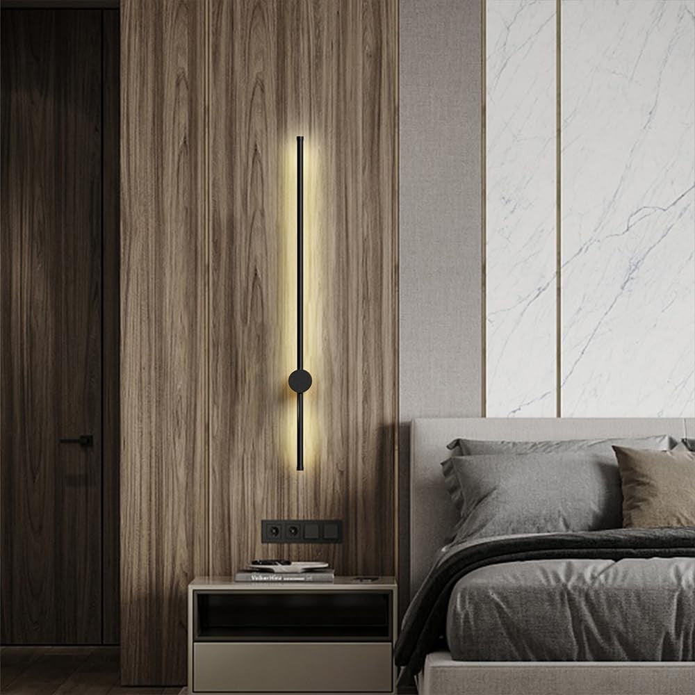 Modern LED Indoor Wall Light 120cm Warm Light Black Aluminum