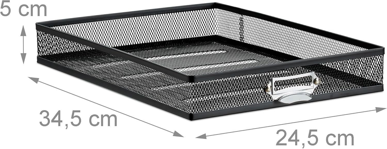 Desk Organiser with 3 Drawers, A4 File Storage & Paper Sorter, Black Office Stor