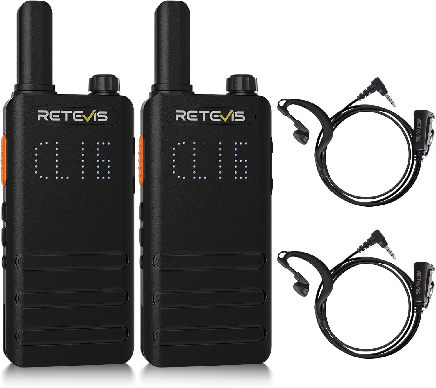 Slim PMR446 Walkie Talkies 2 Pack USB-C VOX Hidden Screen Radio