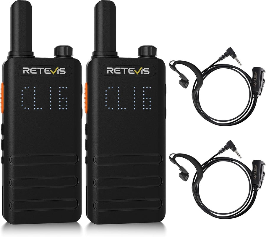 Slim PMR446 Walkie Talkies 2 Pack USB-C VOX Hidden Screen Radio