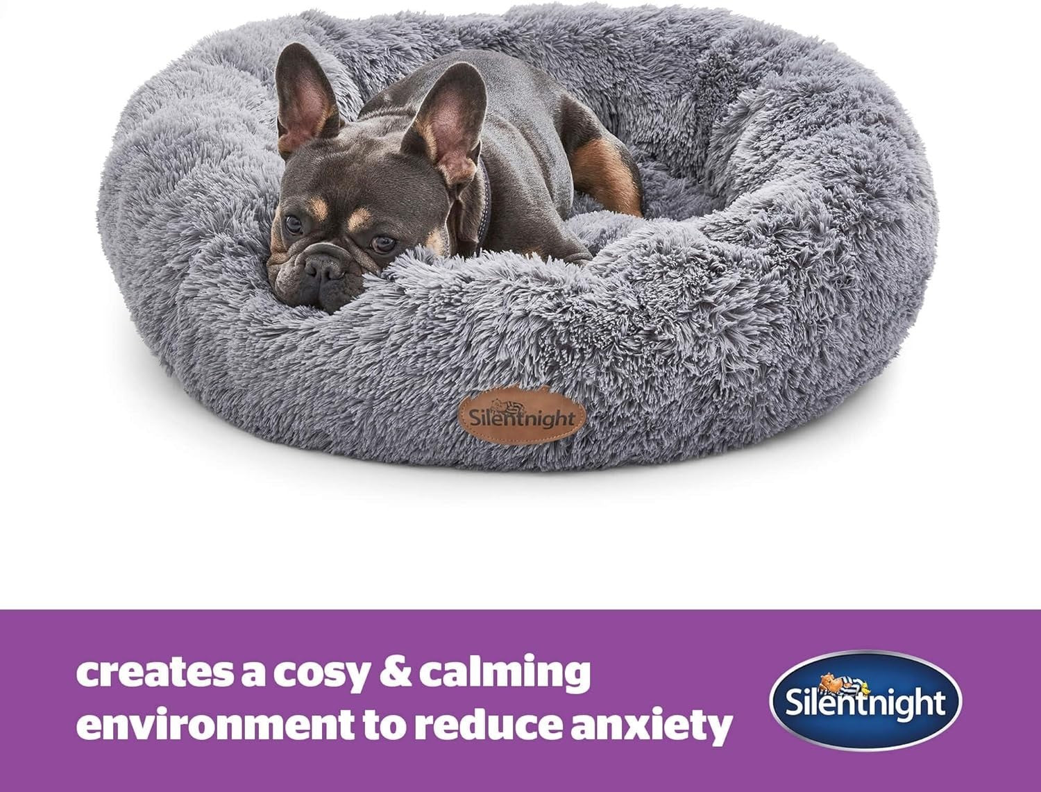 70cm Calming Donut Dog Bed Plush Washable Anti Anxiety Pet