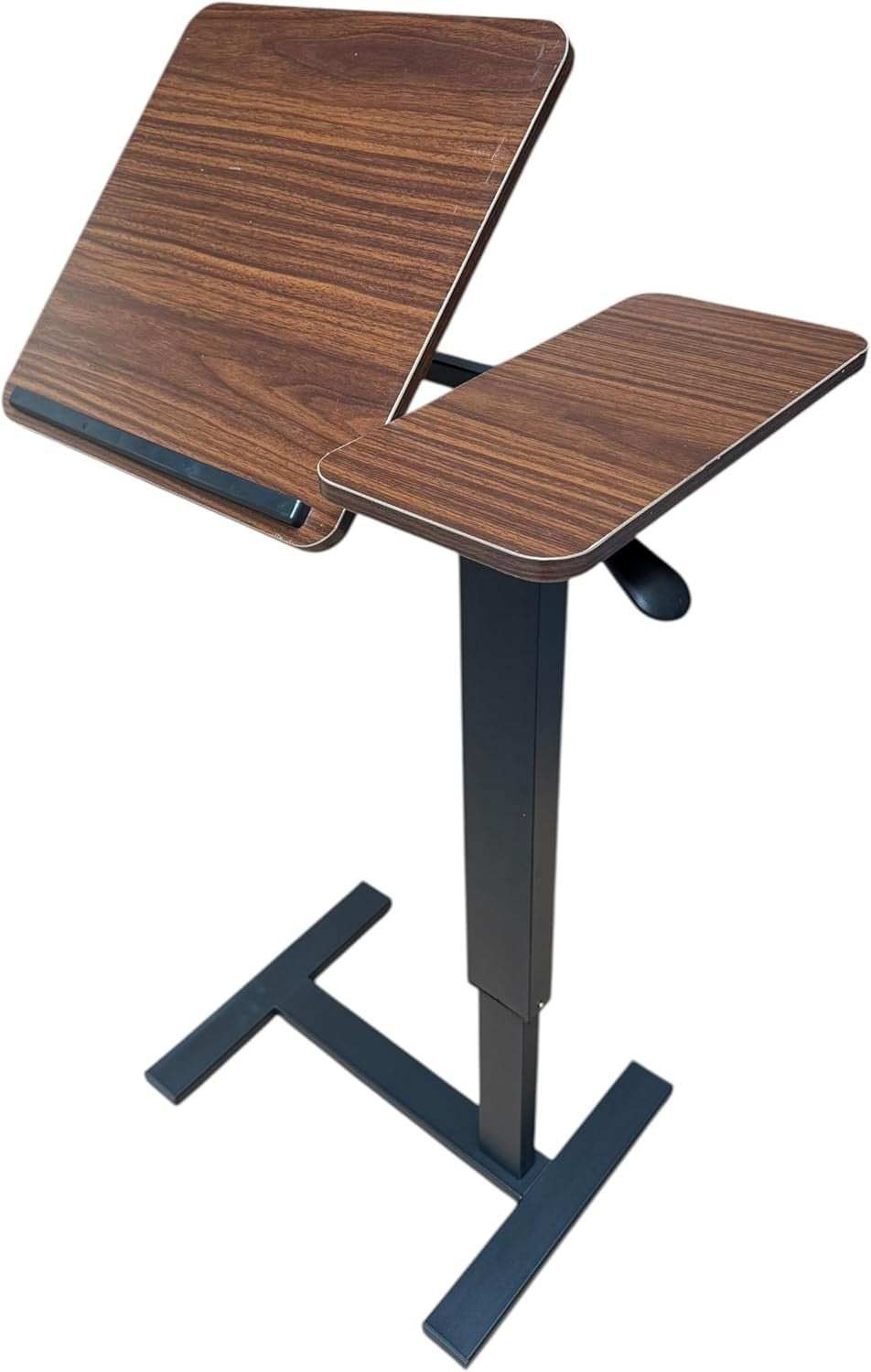 Dark Walnut Rolling Laptop Desk Height Adjustable Overbed Table Pneumatic Lift