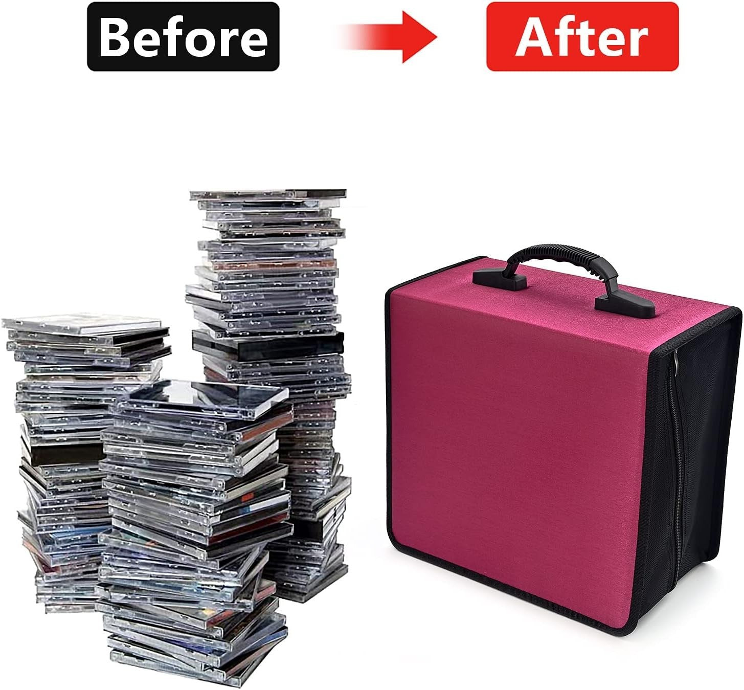 432 CD DVD Storage Case Organizer Binder Wallet Zipper Holder Red