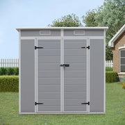Plastic Garden Storage Shed 6x4ft Waterproof Outdoor Tool Shed with Floor Grey