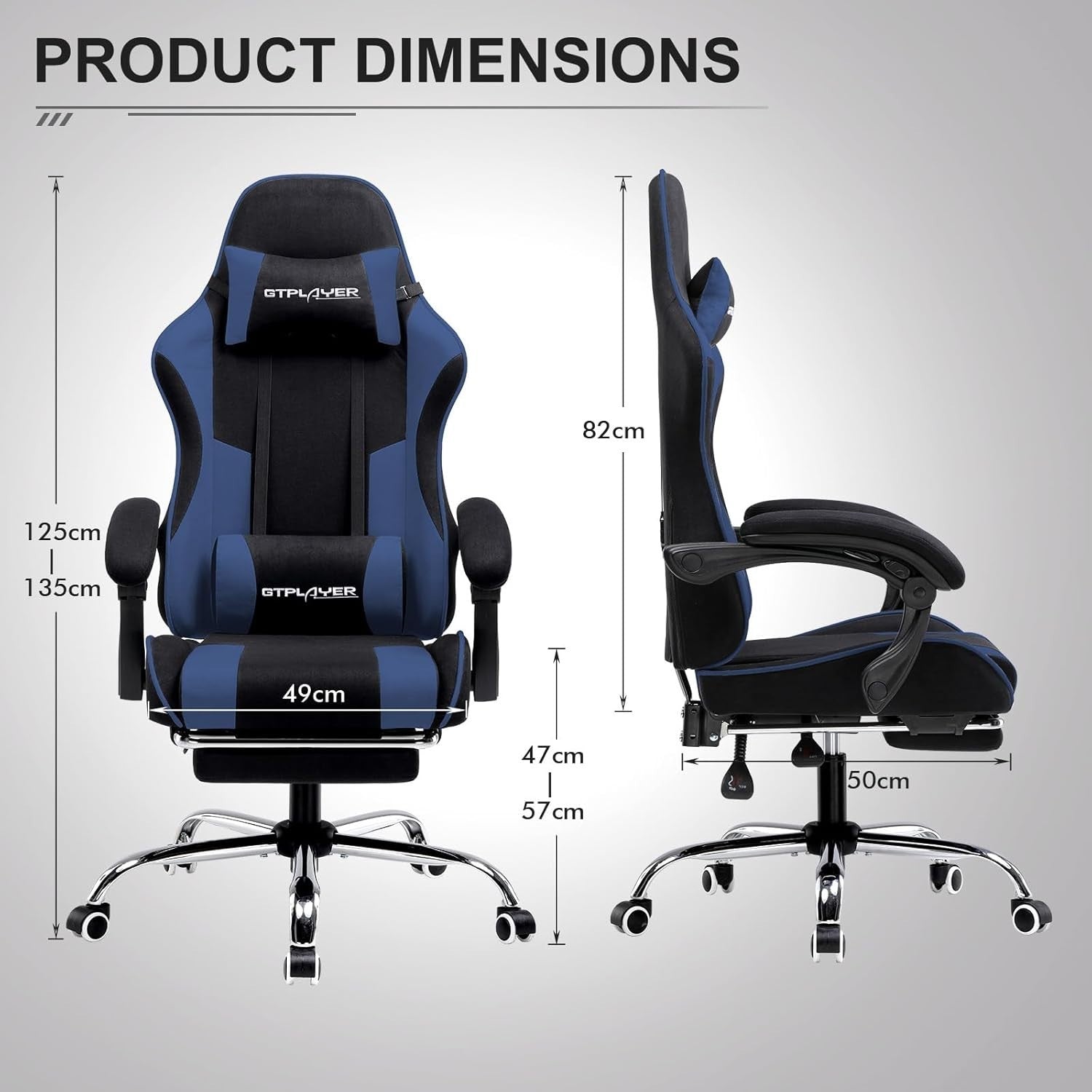 Ergonomic Gaming Chair w/ Massage Lumbar Support Fabric Recliner Office Desk
