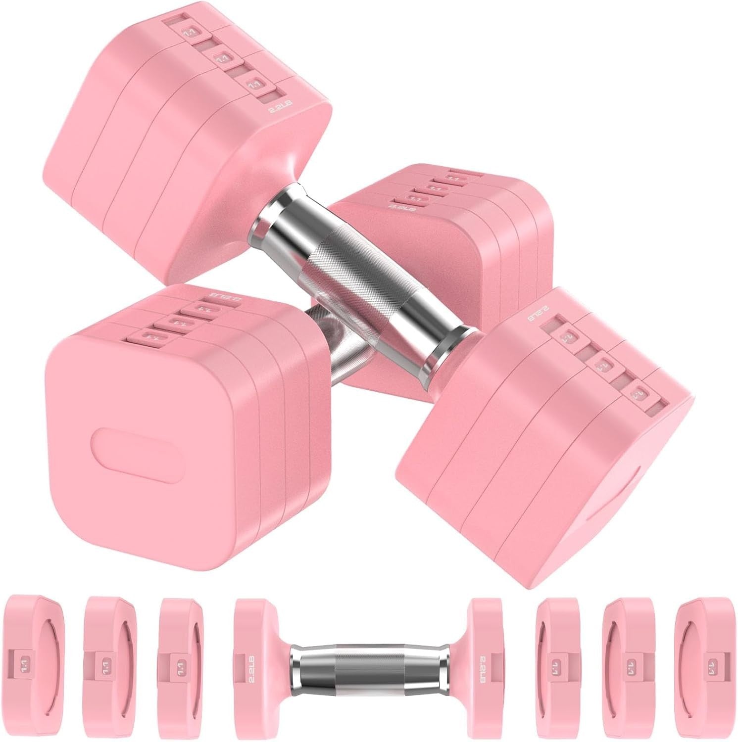 22LB Adjustable Dumbbells Pair 4-Level Anti-Roll Double Lock Home Gym