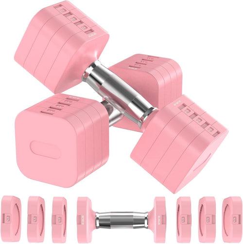22LB Adjustable Dumbbells Pair 4-Level Anti-Roll Double Lock Home Gym