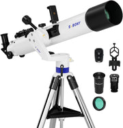 High-Powered 90mm Refractor Telescope Kit, AZ Mount, Beginner-Friendly